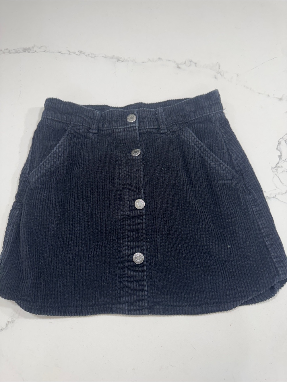 Old Navy Black Corduroy Button-Front Mini Skirt